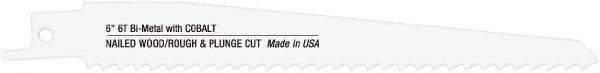 Disston - 6" Long x 3/4" Thick, Bi-Metal Reciprocating Saw Blade - Straight Profile, 10 TPI, Toothed Edge, Universal Shank - Apex Tool & Supply