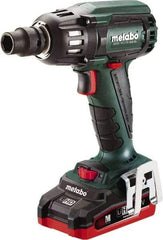 Metabo - 1/2" Drive 18 Volt Pistol Grip Cordless Impact Wrench & Ratchet - 2,150 RPM, 0 to 4,250 BPM, 295 Ft/Lb Torque, 2 Lithium-Ion Batteries Included - Apex Tool & Supply