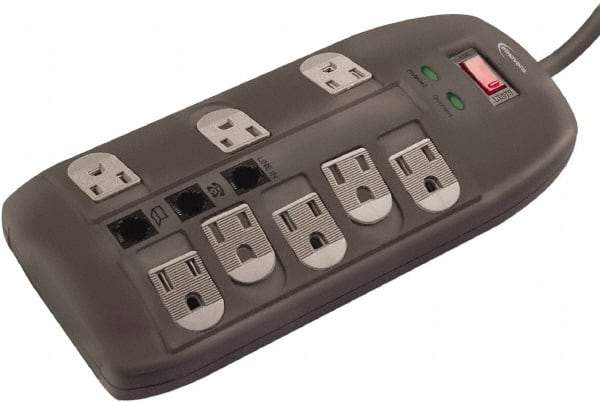 innovera - 8 Outlets, 120 Volts, 15 Amps, 6' Cord, Surge Power Outlet Strip - Floor Mount, 5-15R NEMA Configuration - Apex Tool & Supply