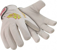HexArmor - Size L (9), ANSI Cut Lvl A8, Puncture Lvl 4, Goatskin Leather Cut & Puncture Resistant Gloves - 9.5" Long, SuperFabric Lining, Hook & Loop Cuff, White/Hi-Vis Yellow, Paired - Apex Tool & Supply