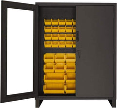 Durham - 54 Bin Locking Storage Cabinet - Steel, 60" Wide x 24" Deep x 78" High, Yellow - Apex Tool & Supply