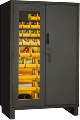 Durham - 42 Bin Locking Storage Cabinet - Steel, 48" Wide x 24" Deep x 78" High, Yellow - Apex Tool & Supply