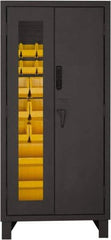 Durham - 30 Bin Locking Storage Cabinet - Steel, 36" Wide x 24" Deep x 78" High, Yellow - Apex Tool & Supply