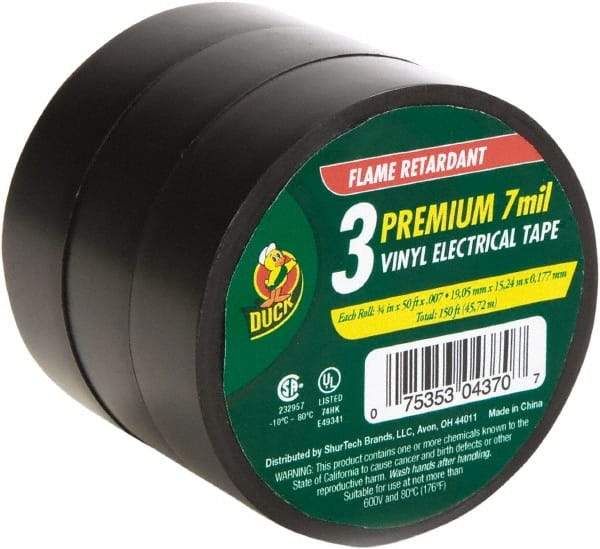 Duck - 3/4" x 50', Black Rubber Electrical Tape - 7 mil Thick - Apex Tool & Supply