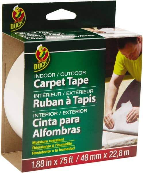 Duck - 1.88" x 25 Yd Rubber Adhesive Double Sided Tape - 6 mil Thick, White, Rubber Liner, Series DUC442062 - Apex Tool & Supply