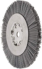 Weiler - 8" OD, 5/8" Arbor Hole, Crimped Nylon Wheel Brush - 7/8" Face Width, 1-1/2" Trim Length, 0.04" Filament Diam, 4,500 RPM - Apex Tool & Supply