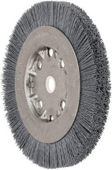 Weiler - 6" OD, 5/8" Arbor Hole, Crimped Nylon Wheel Brush - 5/8" Face Width, 7/8" Trim Length, 0.022" Filament Diam, 4,500 RPM - Apex Tool & Supply