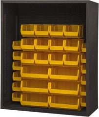 Durham - 30 Bin Enclosed Shelving - 48 Inch Overall Width x 24 Inch Overall Depth x 48 Inch Overall Height, Yellow Polyethylene Bins - Apex Tool & Supply