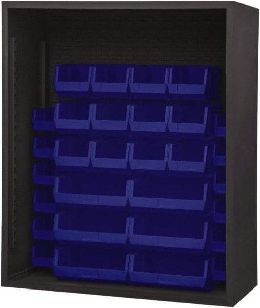 Durham - 30 Bin Enclosed Shelving - 48 Inch Overall Width x 24 Inch Overall Depth x 48 Inch Overall Height, Blue Polyethylene Bins - Apex Tool & Supply