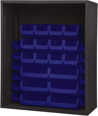 Durham - 30 Bin Enclosed Shelving - 48 Inch Overall Width x 24 Inch Overall Depth x 48 Inch Overall Height, Blue Polyethylene Bins - Apex Tool & Supply