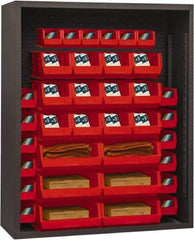 Durham - 42 Bin Enclosed Shelving - 48 Inch Overall Width x 18 Inch Overall Depth x 72 Inch Overall Height, Red Polyethylene Bins - Apex Tool & Supply