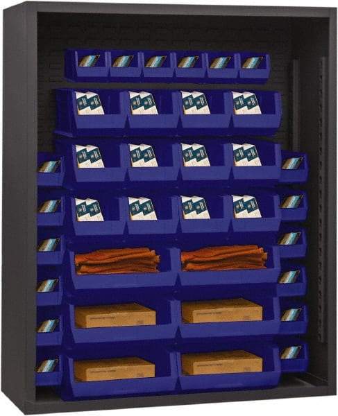 Durham - 42 Bin Enclosed Shelving - 48 Inch Overall Width x 18 Inch Overall Depth x 72 Inch Overall Height, Blue Polyethylene Bins - Apex Tool & Supply