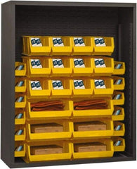 Durham - 30 Bin Enclosed Shelving - 48 Inch Overall Width x 18 Inch Overall Depth x 60 Inch Overall Height, Yellow Polyethylene Bins - Apex Tool & Supply