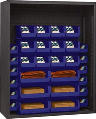 Durham - 30 Bin Enclosed Shelving - 48 Inch Overall Width x 18 Inch Overall Depth x 60 Inch Overall Height, Blue Polyethylene Bins - Apex Tool & Supply