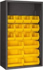 Durham - 18 Bin Enclosed Shelving - 36 Inch Overall Width x 18 Inch Overall Depth x 60 Inch Overall Height, Yellow Polyethylene Bins - Apex Tool & Supply