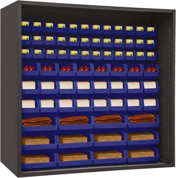 Durham - 72 Bin Enclosed Shelving - 72 Inch Overall Width x 24 Inch Overall Depth x 72 Inch Overall Height, Blue Polyethylene Bins - Apex Tool & Supply