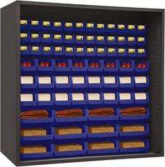 Durham - 72 Bin Enclosed Shelving - 72 Inch Overall Width x 24 Inch Overall Depth x 72 Inch Overall Height, Blue Polyethylene Bins - Apex Tool & Supply