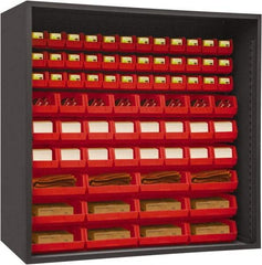 Durham - 72 Bin Enclosed Shelving - 72 Inch Overall Width x 24 Inch Overall Depth x 72 Inch Overall Height, Red Polyethylene Bins - Apex Tool & Supply