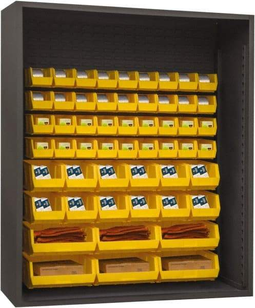 Durham - 54 Bin Enclosed Shelving - 60 Inch Overall Width x 24 Inch Overall Depth x 60 Inch Overall Height, Yellow Polyethylene Bins - Apex Tool & Supply