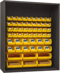 Durham - 54 Bin Enclosed Shelving - 60 Inch Overall Width x 24 Inch Overall Depth x 60 Inch Overall Height, Yellow Polyethylene Bins - Apex Tool & Supply