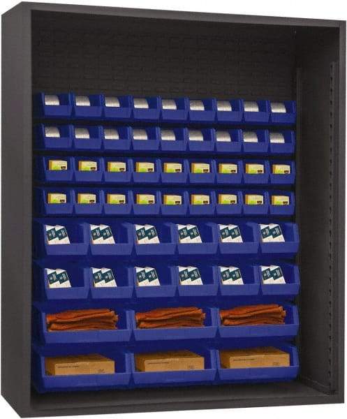 Durham - 54 Bin Enclosed Shelving - 60 Inch Overall Width x 24 Inch Overall Depth x 60 Inch Overall Height, Blue Polyethylene Bins - Apex Tool & Supply