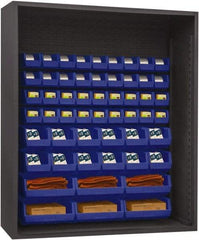 Durham - 54 Bin Enclosed Shelving - 60 Inch Overall Width x 24 Inch Overall Depth x 60 Inch Overall Height, Blue Polyethylene Bins - Apex Tool & Supply