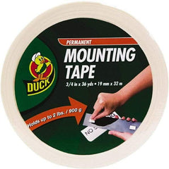 Duck - 3/4" x 36 Yd Acrylic Adhesive Double Sided Tape - 2.6 mil Thick, White, Vinyl Foam Liner, Series DUC - Apex Tool & Supply