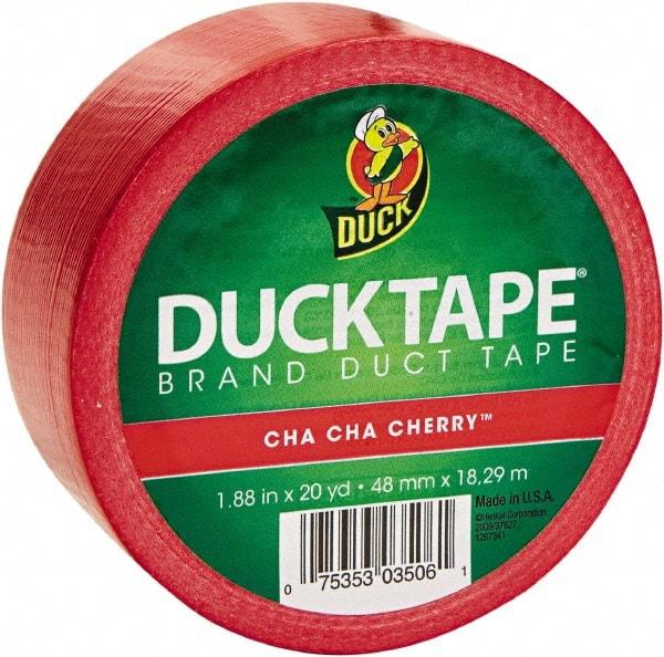 Duck - 1-7/8" x 20 Yds Red Duct Tape - 9 mil, Rubber Adhesive, Vinyl Backing, 22 Lb/ln Tensile Strength, Series DUC - Apex Tool & Supply