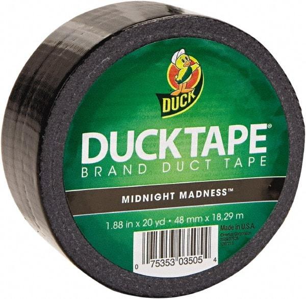 Duck - 1-7/8" x 20 Yds Black Duct Tape - 9 mil, Rubber Adhesive, Vinyl Backing, 22 Lb/ln Tensile Strength, Series DUC - Apex Tool & Supply