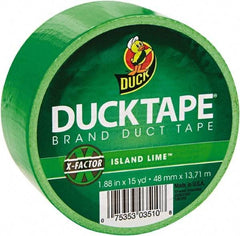 Duck - 1-7/8" x 15 Yds Green Duct Tape - 9 mil, Rubber Adhesive, Vinyl Backing, 22 Lb/ln Tensile Strength, Series DUC - Apex Tool & Supply