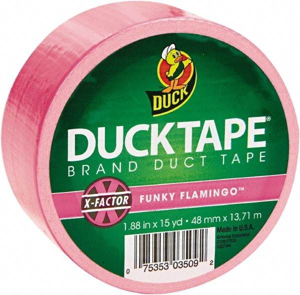 Duck - 1-7/8" x 15 Yds Pink Duct Tape - 9 mil, Rubber Adhesive, Vinyl Backing, 22 Lb/ln Tensile Strength, Series DUC - Apex Tool & Supply