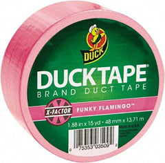 Duck - 1-7/8" x 15 Yds Pink Duct Tape - 9 mil, Rubber Adhesive, Vinyl Backing, 22 Lb/ln Tensile Strength, Series DUC - Apex Tool & Supply