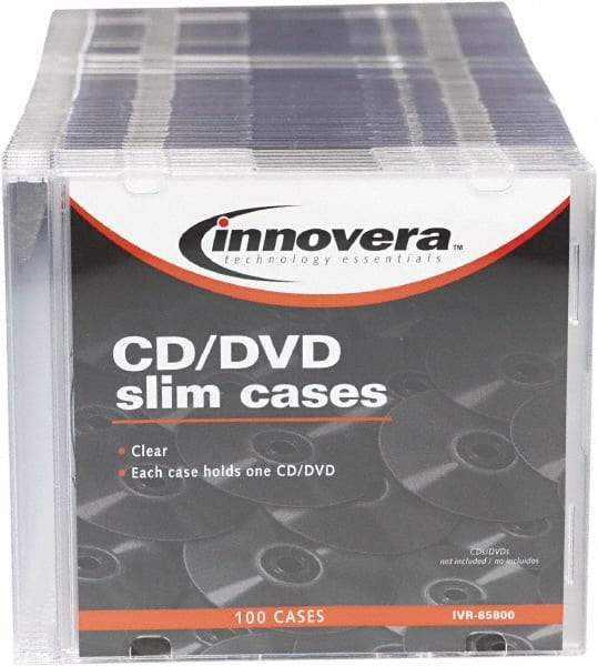 innovera - 1 Compartment, 4-7/8 Inch Wide x 1/4 Inch Deep x 5-5/8 Inch High, CD/DVD Storage Case - Polystyrene, Clear - Apex Tool & Supply