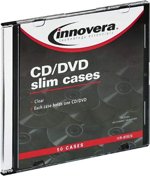 innovera - 1 Compartment, 4-7/8 Inch Wide x 1/4 Inch Deep x 5-5/8 Inch High, CD/DVD Storage Case - Polystyrene, Clear - Apex Tool & Supply
