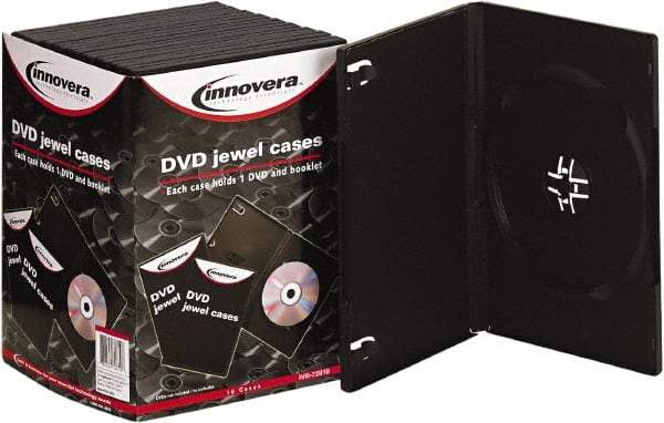 innovera - 1 Compartment, 5-3/8 Inch Wide x 1/2 Inch Deep x 7-1/2 Inch High, DVD Case - Plastic, Black - Apex Tool & Supply