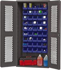 Durham - 45 Bin Storage Cabinet - Steel, 36" Wide x 24" Deep x 72" High, Blue - Apex Tool & Supply