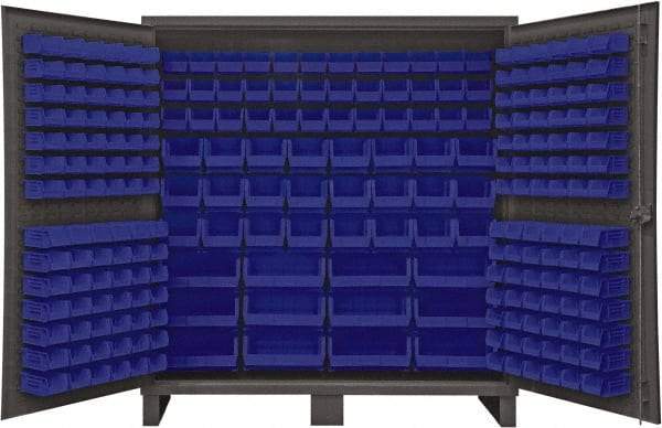 Durham - 240 Bin Storage Cabinet - Steel, 72" Wide x 24" Deep x 78" High, Blue - Apex Tool & Supply