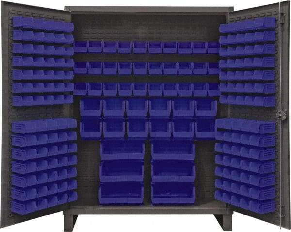 Durham - 198 Bin Storage Cabinet - Steel, 60" Wide x 24" Deep x 78" High, Blue - Apex Tool & Supply