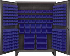 Durham - 198 Bin Storage Cabinet - Steel, 60" Wide x 24" Deep x 78" High, Blue - Apex Tool & Supply