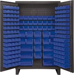 Durham - 162 Bin Storage Cabinet - Steel, 48" Wide x 24" Deep x 78" High, Blue - Apex Tool & Supply