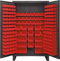 Durham - 162 Bin Storage Cabinet - Steel, 48" Wide x 24" Deep x 78" High, Red - Apex Tool & Supply