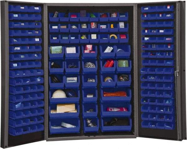 Durham - 176 Bin Storage Cabinet - Steel, 48" Wide x 24" Deep x 72" High, Blue - Apex Tool & Supply