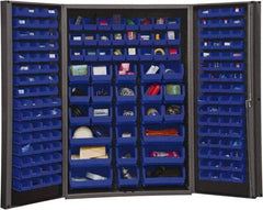 Durham - 176 Bin Storage Cabinet - Steel, 48" Wide x 24" Deep x 72" High, Blue - Apex Tool & Supply