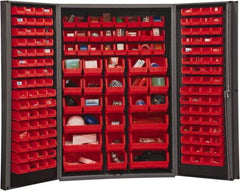 Durham - 176 Bin Storage Cabinet - Steel, 48" Wide x 24" Deep x 72" High, Red - Apex Tool & Supply
