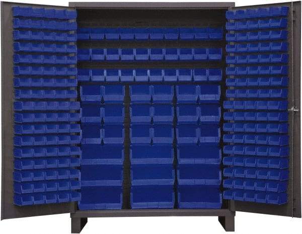 Durham - 227 Bin Storage Cabinet - Steel, 60" Wide x 24" Deep x 84" High, Blue - Apex Tool & Supply