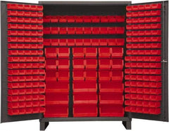 Durham - 227 Bin Storage Cabinet - Steel, 60" Wide x 24" Deep x 84" High, Red - Apex Tool & Supply