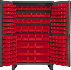Durham - 171 Bin Storage Cabinet - Steel, 48" Wide x 24" Deep x 78" High, Red - Apex Tool & Supply