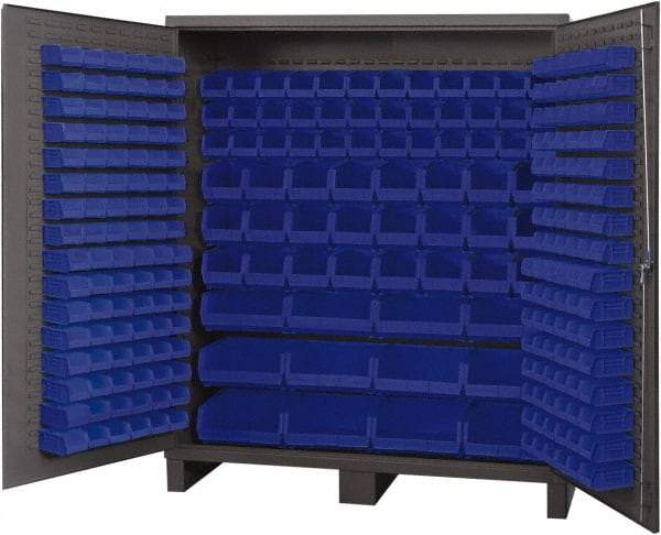 Durham - 264 Bin Storage Cabinet - Steel, 72" Wide x 24" Deep x 84" High, Blue - Apex Tool & Supply
