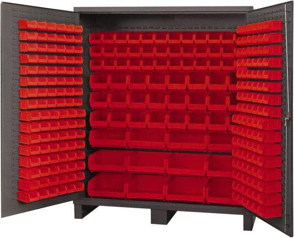 Durham - 264 Bin Storage Cabinet - Steel, 72" Wide x 24" Deep x 84" High, Red - Apex Tool & Supply