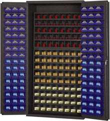 Durham - 40 Bin Storage Cabinet - Steel, 36" Wide x 24" Deep x 72" High, Blue - Apex Tool & Supply